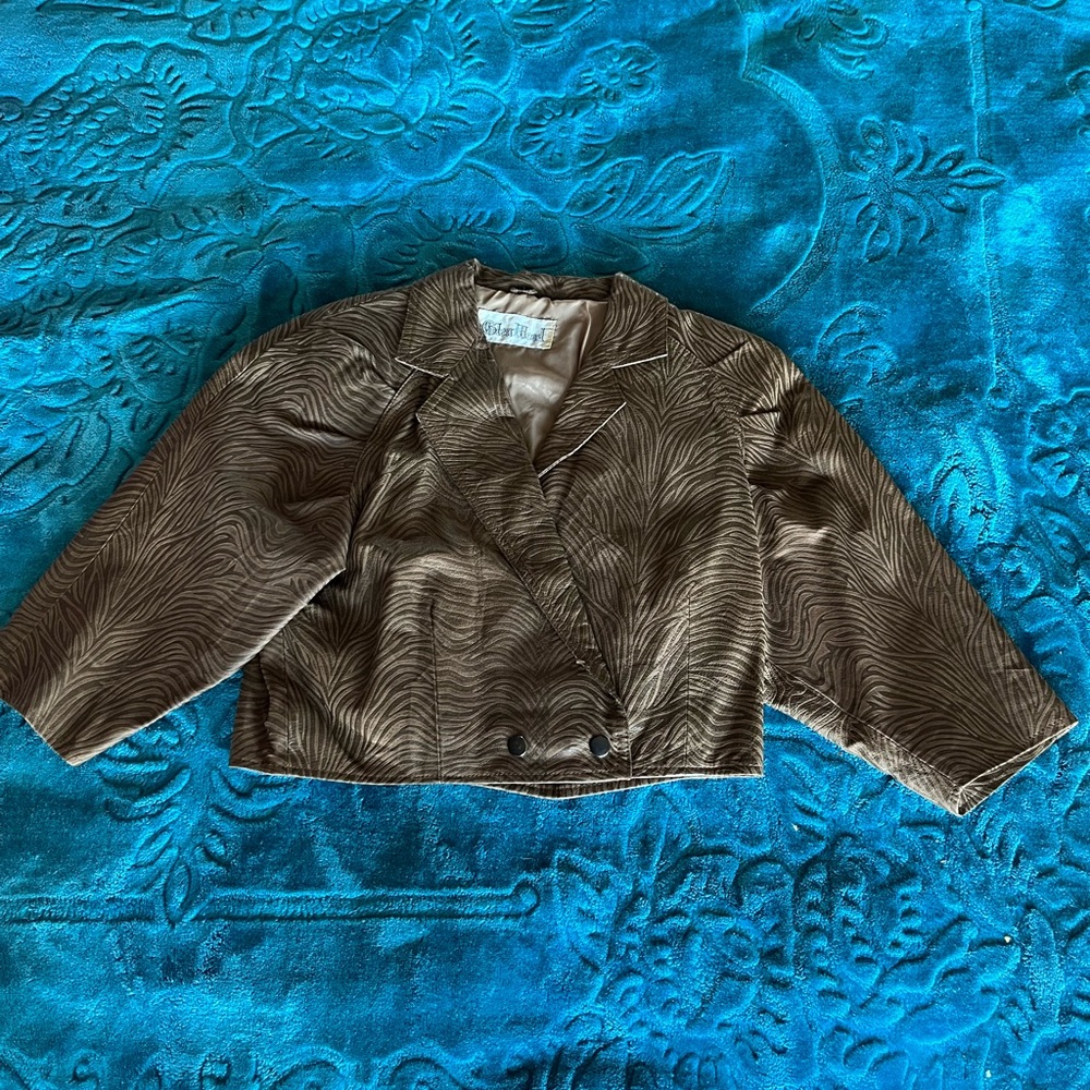 Vintage Zebra Print Genuine Leather Cropped Jacket